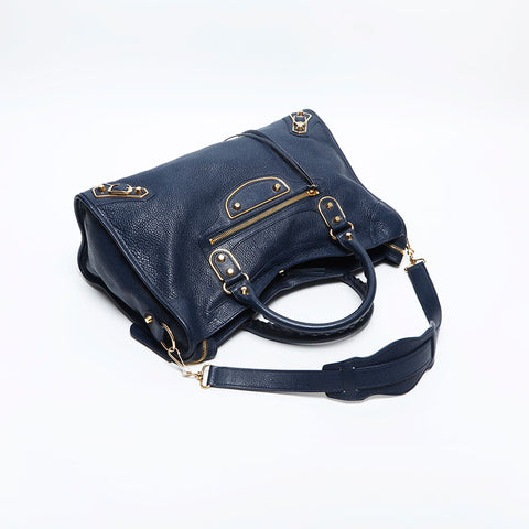 BALENCIAGA City Metallic Edge Shoulder Bag Navy WS14884