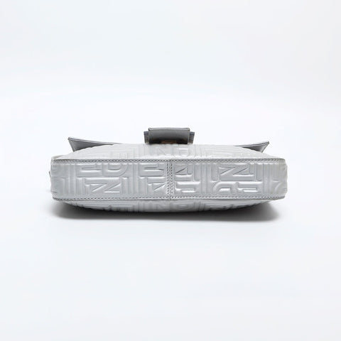 FENDI Leather Mamma Matelasse Shoulder Bag Silver WS14885