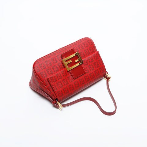 FENDI Zucchino Mamma Mini PVC Handtasche Rot WS14887