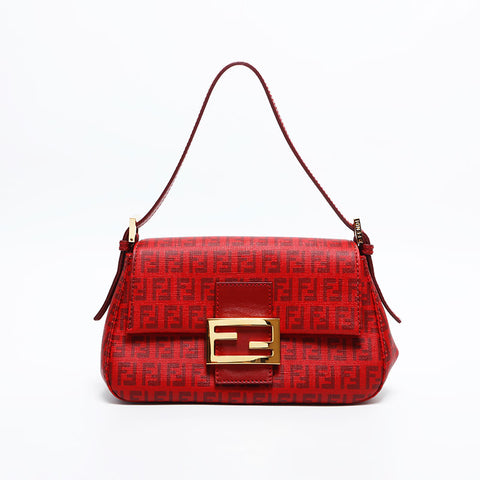 FENDI Zucchino Mamma Mini PVC Handbag Red WS14887