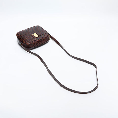 Salvatore Ferragamo Vala embossed leather Shoulder Bag Brown WS14888