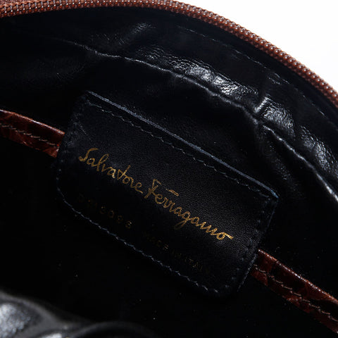 Salvatore Ferragamo Vala embossed leather Shoulder Bag Brown WS14888