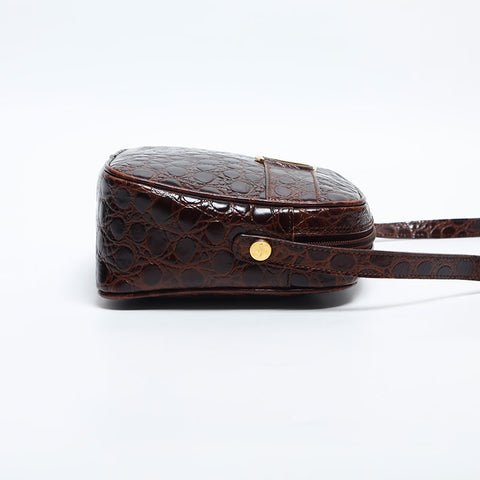 Salvatore Ferragamo Vala embossed leather Shoulder Bag Brown WS14888