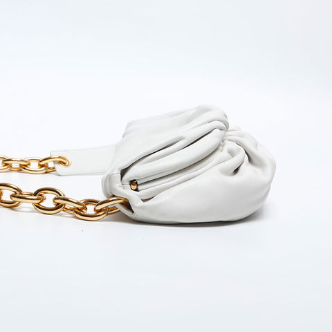 BOTTEGAVENETA Leather Mini Pouch Shoulder Bag white WS14890