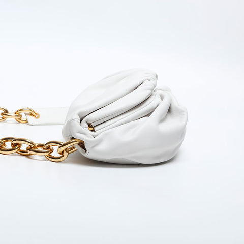 BOTTEGAVENETA Leather Mini Pouch Shoulder Bag white WS14891