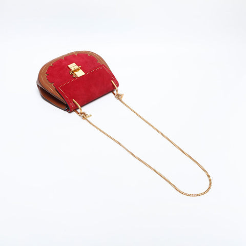 Chloe Drew Suede Leather Shoulder Bag Red WS14893
