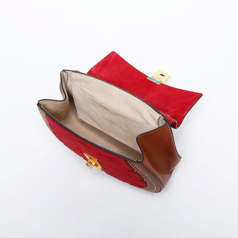 Chloe Drew Suede Leather Shoulder Bag Red WS14893