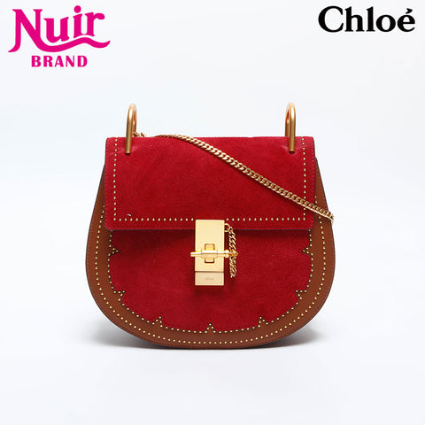Chloe Drew Suede Leather Shoulder Bag Red WS14893