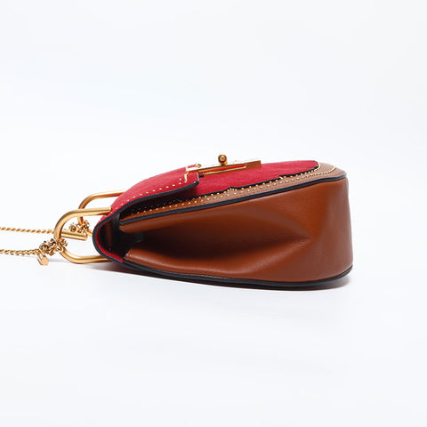 Chloe Drew Suede Leather Shoulder Bag Red WS14893