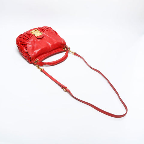 Miu Miu Matelasse Leather Vitello Shine Shoulder Bag Red WS14894