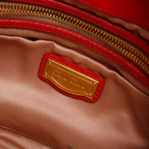 Miu Miu Matelasse Leather Vitello Shine Shoulder Bag Red WS14894