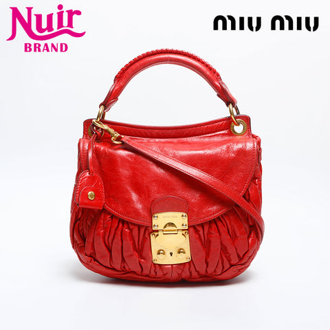 Miu Miu Matelasse Leather Vitello Shine Shoulder Bag Red WS14894
