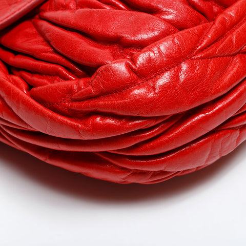 Miu Miu Matelasse Leather Vitello Shine Shoulder Bag Red WS14894