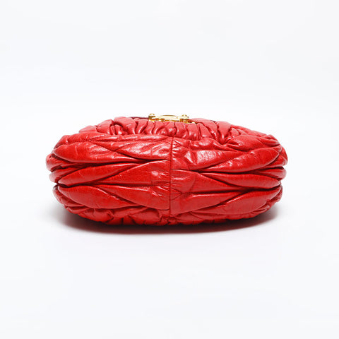 Miu Miu Matelasse Leather Vitello Shine Shoulder Bag Red WS14894
