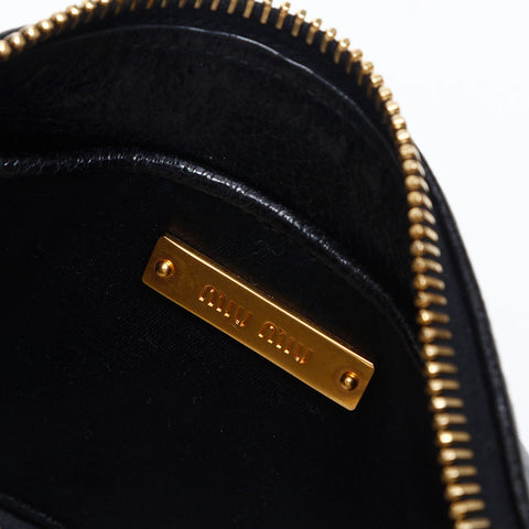 Miu Miu Ribbon Mini Accessory Pouch Vitello Shine Handbag black WS14895