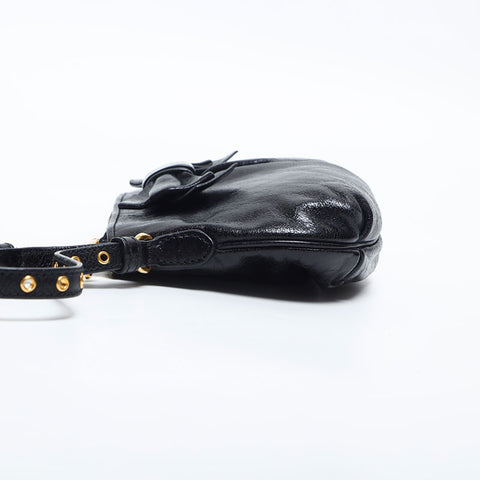 Miu Miu Ribbon Mini Accessory Pouch Vitello Shine Handbag black WS14895