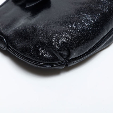Miu Miu Ribbon Mini Accessory Pouch Vitello Shine Handbag black WS14895