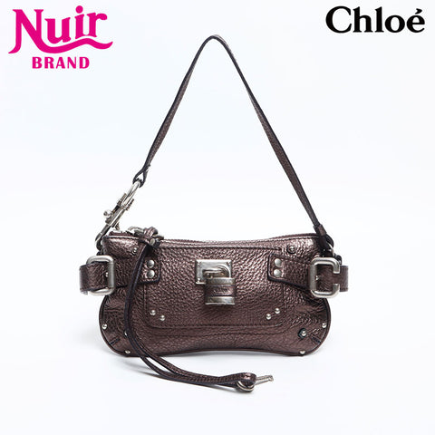 クロエ Chloe パディントン ミニ アクセサリーポーチ ハンドバッグ ブラウン WS14896