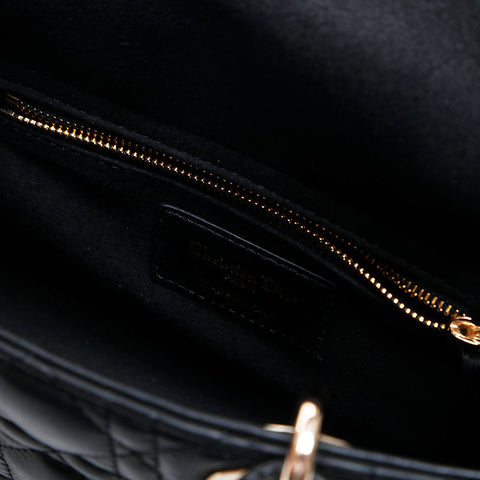 Christian Dior Lady 2way Lambskin Small Shoulder Bag black WS14898