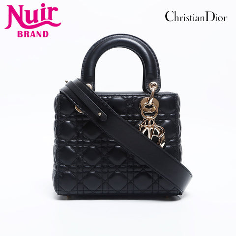 Christian Dior Lady 2way Lambskin Small Shoulder Bag black WS14898