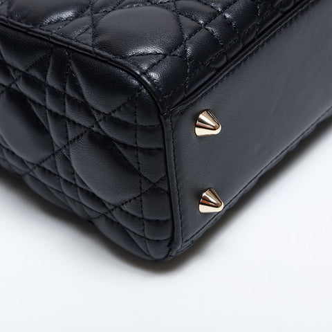 Christian Dior Lady 2way Lambskin Small Shoulder Bag black WS14898