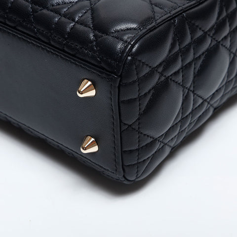 Christian Dior Lady 2way Lambskin Small Shoulder Bag black WS14898