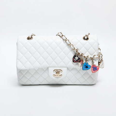 CHANEL No. 12 Matelasse Chain Heart Charm 2008-2009 Shoulder Bag white WS14904
