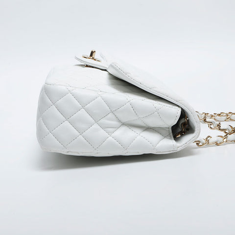 極美品 シャネル CHANEL 12番台 マトラッセ チェーン ハート チャーム 2008-2009 ショルダーバッグ  ホワイト WS14904