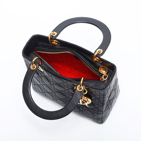 Christian Dior Lady 2way Medium Handbag black WS14908