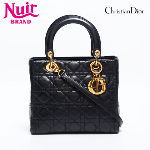 Christian Dior Lady 2way Medium Handbag black WS14908