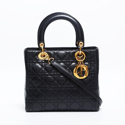 Christian Dior Lady 2way Medium Handbag black WS14908