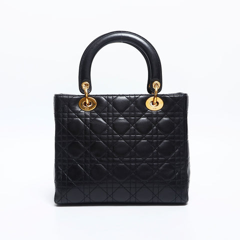 Christian Dior Lady 2way Medium Handbag black WS14908