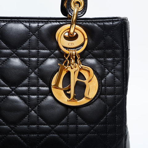 Christian Dior Lady 2way Medium Handbag black WS14908