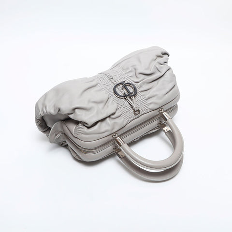Christian Dior Leather Gathered Handbag gray WS14909