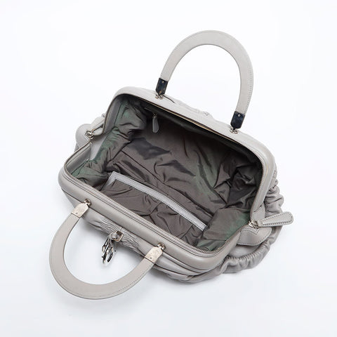 Christian Dior Leather Gathered Handbag gray WS14909