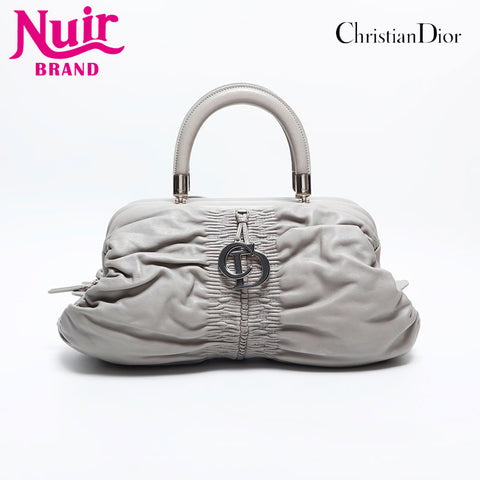 Christian Dior Leather Gathered Handbag gray WS14909