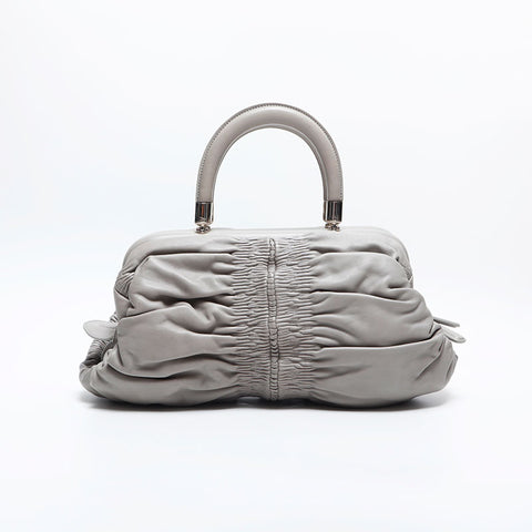 Christian Dior Leather Gathered Handbag gray WS14909