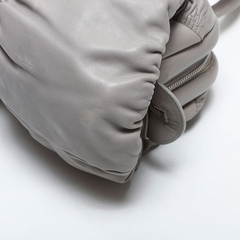 極美品 クリスチャンディオール Christian Dior レザー ギャザー ハンドバッグ グレー WS14909