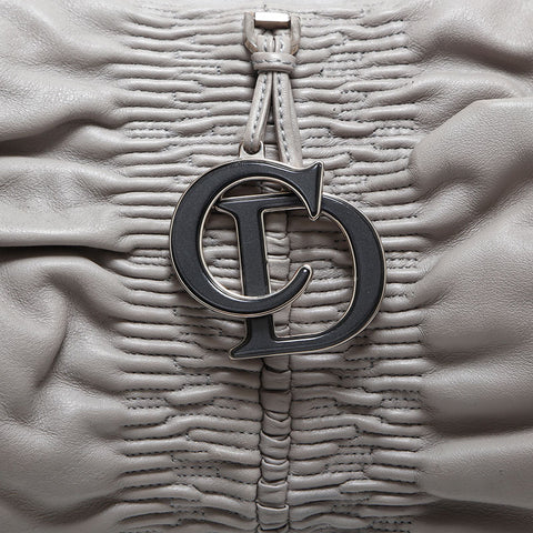 Christian Dior Leather Gathered Handbag gray WS14909