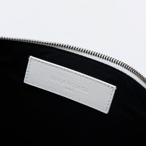 BALENCIAGA leather logo Clutch bag white WS14912