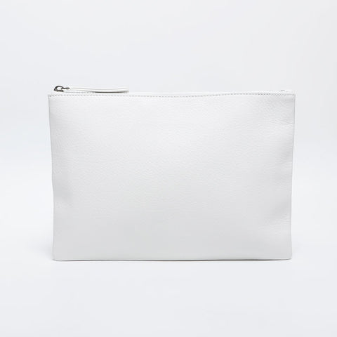 BALENCIAGA leather logo Clutch bag white WS14912