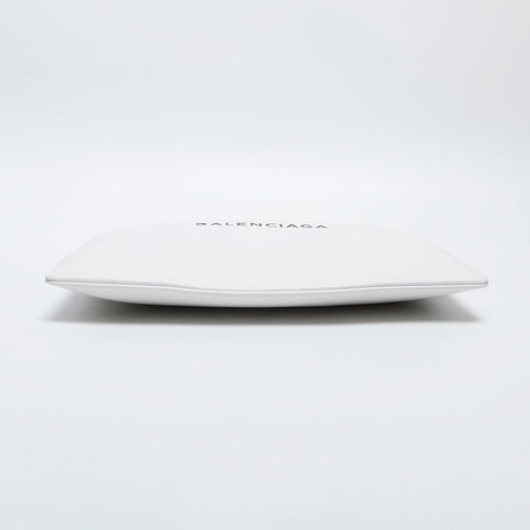 BALENCIAGA leather logo Clutch bag white WS14912