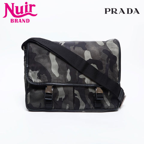 PRADA Camo Camouflage Logo Nylon Shoulder Bag green WS14913