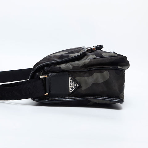 PRADA Camo Camouflage Logo Nylon Shoulder Bag green WS14913