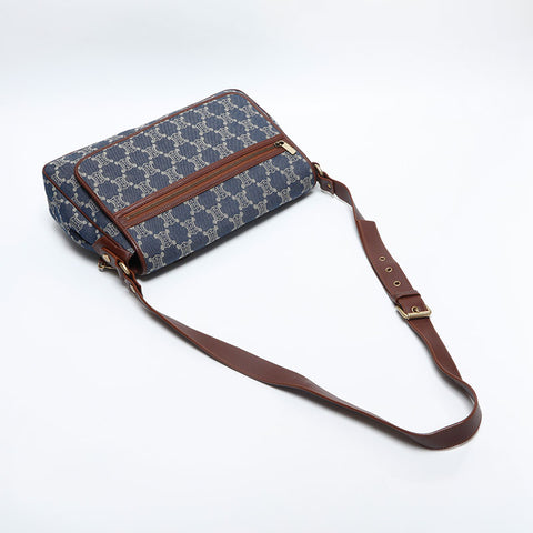 CELINE Macadam Canvas Denim Shoulder Bag blue WS14914