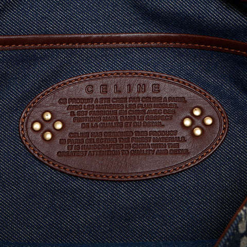 CELINE Macadam Canvas Denim Shoulder Bag blue WS14914