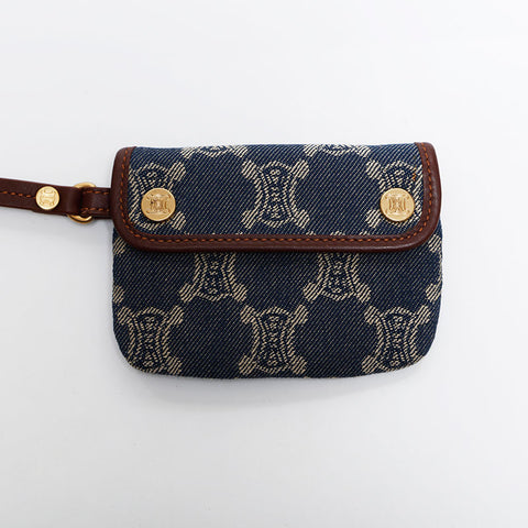 CELINE Macadam Canvas Denim Shoulder Bag blue WS14914