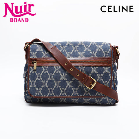 CELINE Macadam Canvas Denim Shoulder Bag blue WS14914