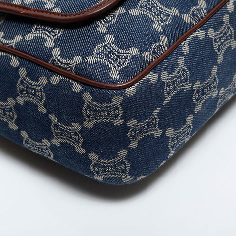 CELINE Macadam Canvas Denim Shoulder Bag blue WS14914