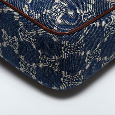 CELINE Macadam Canvas Denim Shoulder Bag blue WS14914